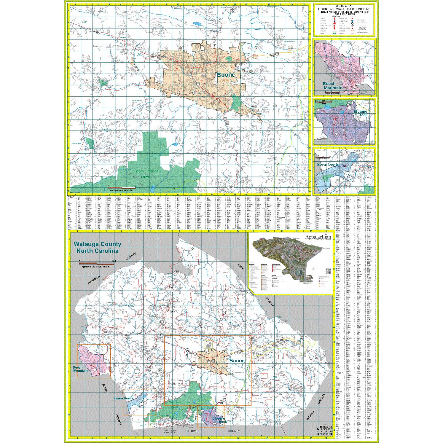 Boone And Watauga County Nc Wall Map The Map Shop