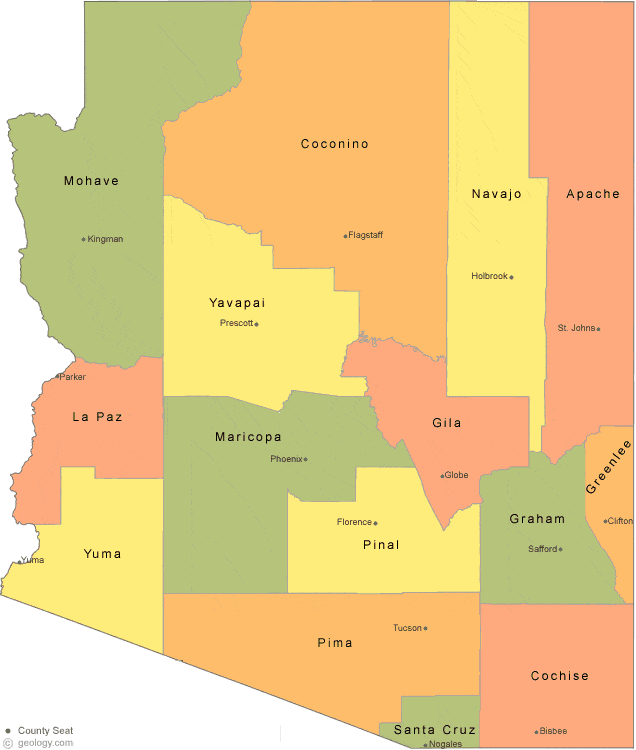 County Map Of Arizona
