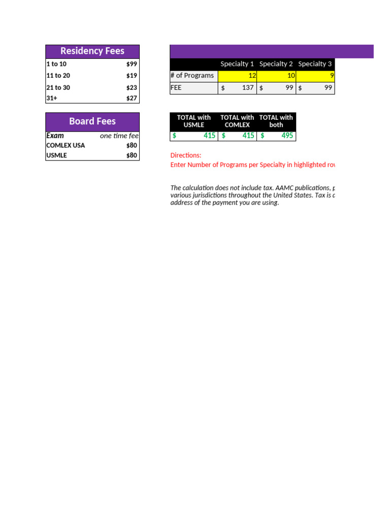 Eras Residency Fee Calculator Eras Residency Fee Calculator
