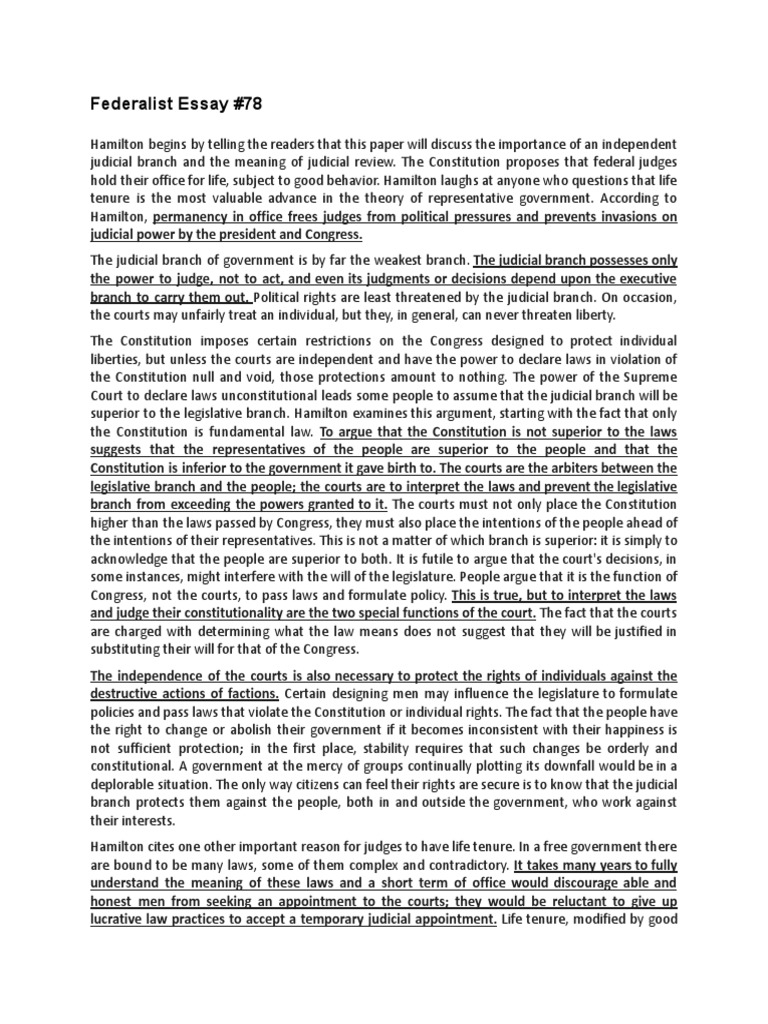 Federalist No 78 Judicial Review And The Independence Of The Federalist No 78 Judicial Review And The Independence Of The