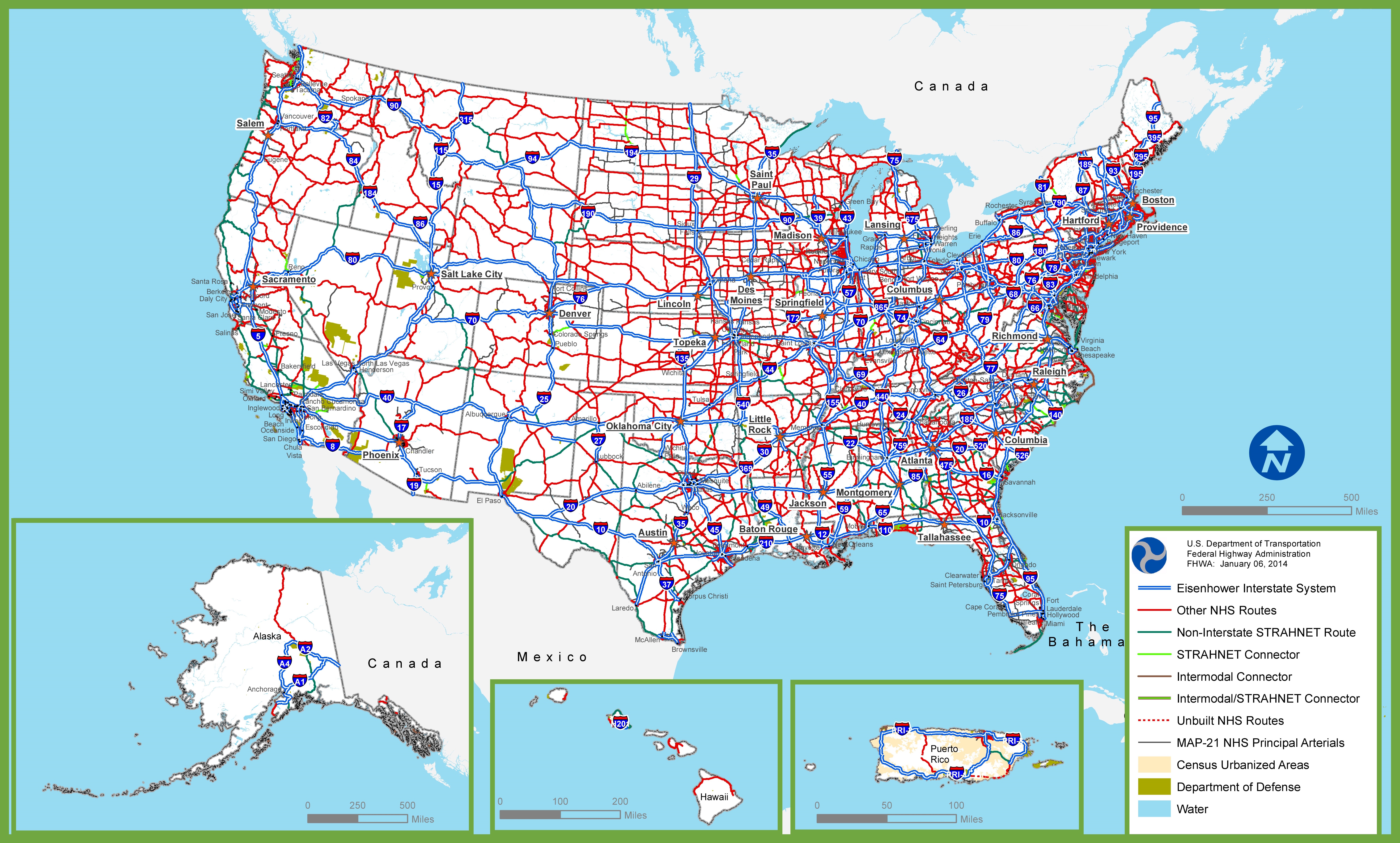 Major Highway Map Of Usa