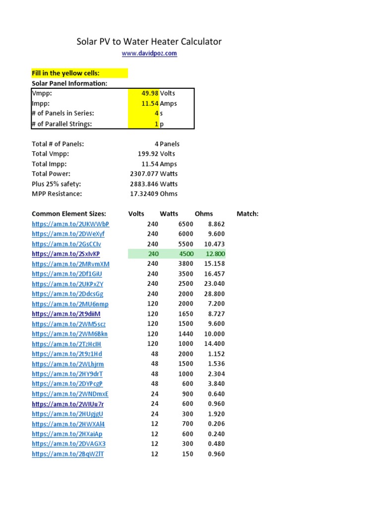 Pv Pv Calculator