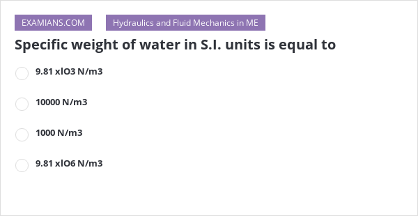 Specific Weight Of Water Units