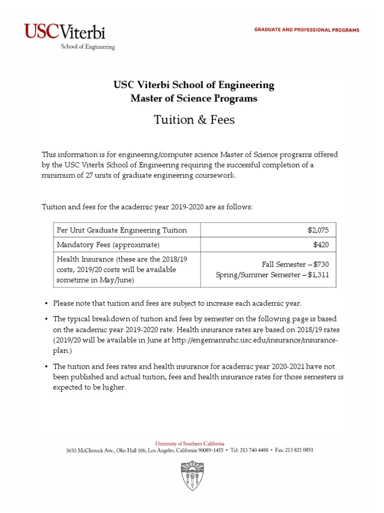 Tuition Fees Usc